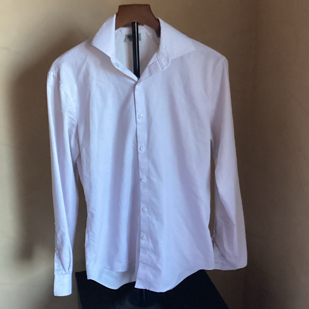 Kenneth Cole Reaction Classic White with Purple Dots Dress Shirt